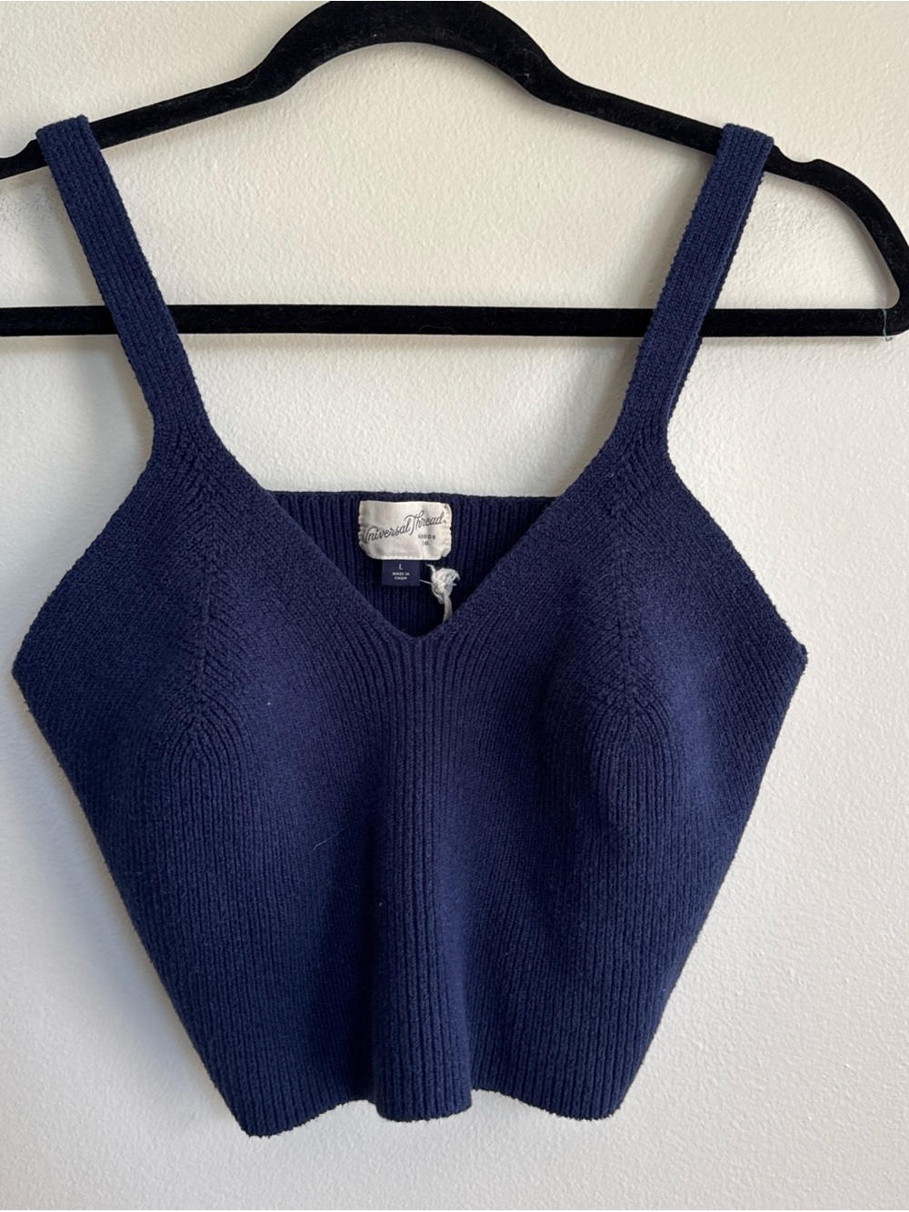 Universal Thread Navy Ribbed V-Neck Knit Top